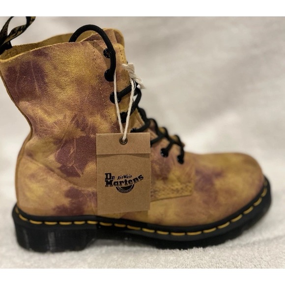 Dr‎ Martens Womens 1460 Pascal Tie Dye Leather Lace Up Boots Size 7 NEW Camo Tan - Picture 9 of 14